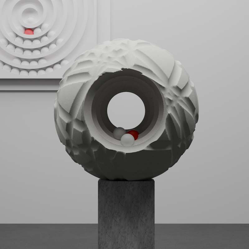 Sculpture Sphere of life as a Digital vision created with 3D printing software